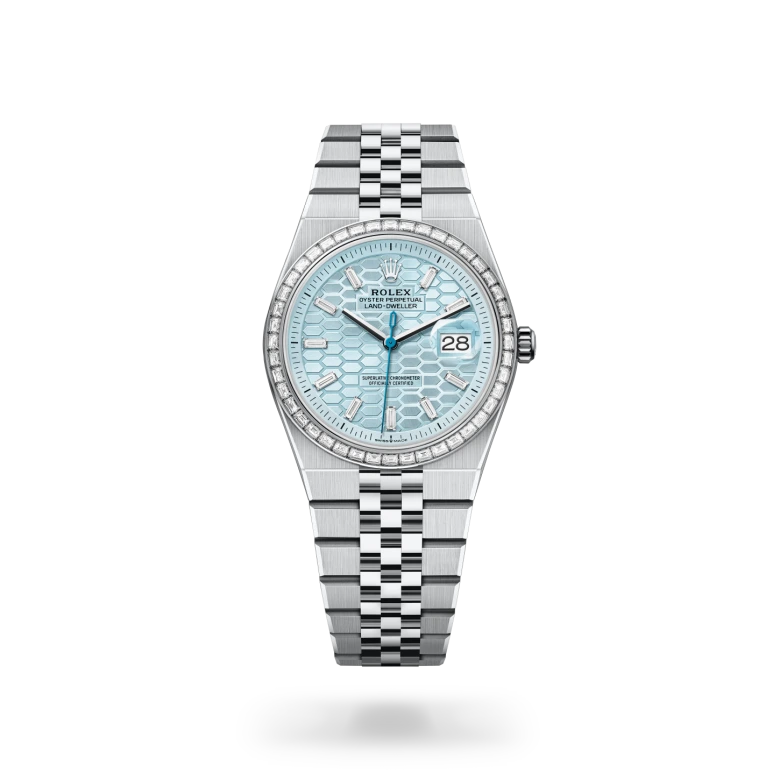 Land-Dweller Oyster, 36 mm, platino y diamantes