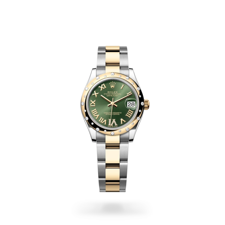Datejust 31 Oyster, 31 mm, acero Oystersteel, oro amarillo y diamantes