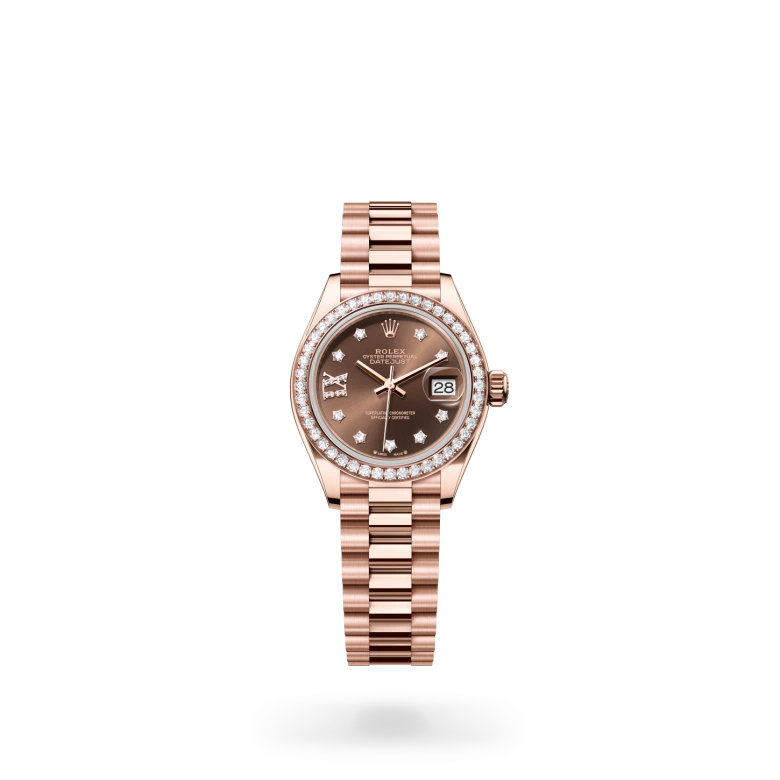 Lady-Datejust Oyster, 28 mm, oro Everose y diamantes