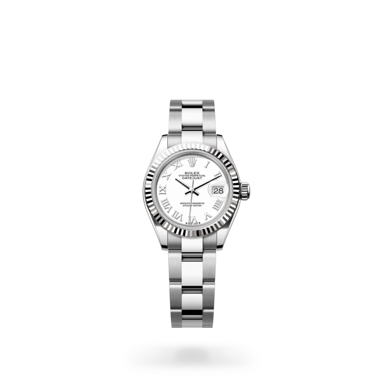 Lady-Datejust Oyster, 28 mm, acero Oystersteel y oro blanco