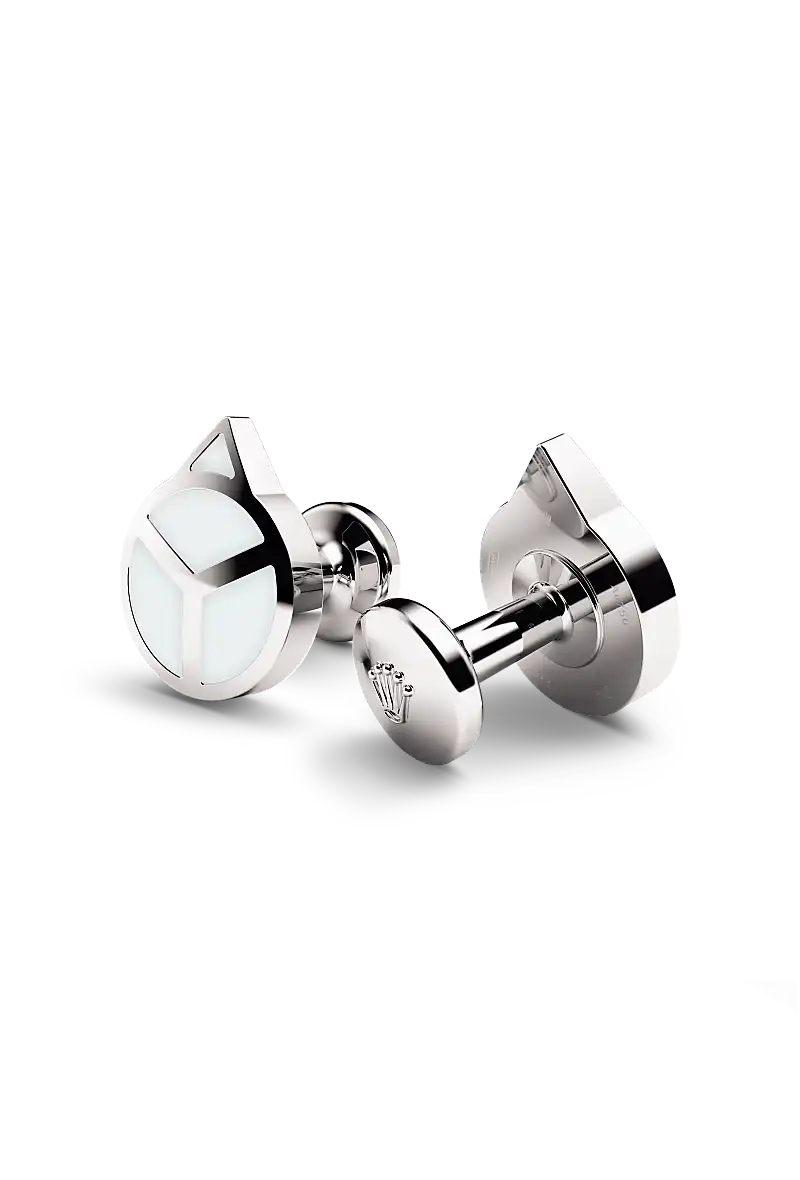 Gemelos «Aguja» Oro blanco y material luminiscente oro blanco de 18 quilates
